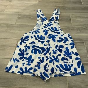 NWT We Wore What Overalls Blue White Linen weworewhat